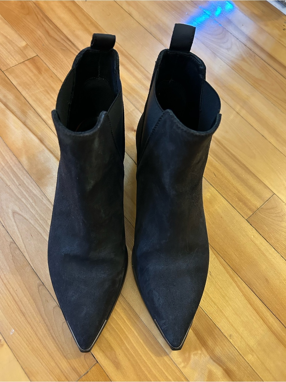 Acne Black Pointed-Toe Suede Ankle Booties
